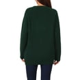 thumbnail image 3 of Suéter casual de manga larga con cuello redondo y bolsillos para mujer INSPIRE CHIC XL verde oscuro, 3 of 5