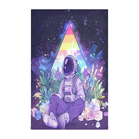 

WOBOGO Astronauts Sitting in The Universe Garden Kitchen Towel 6 Piece Large Cotton Dishcloth Premium Absorbency Set with Hanging Loop