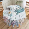 thumbnail image 3 of Sea Turtle Round Tablecloth 54 inches Marine Life Coral Shell Starfish Octopus Ocean Waterproof Oil-Proof Table Cloth Round Table Cover for Holiday Party Picnic Dinner Decor Indoor and Outdoor Use, 3 of 9
