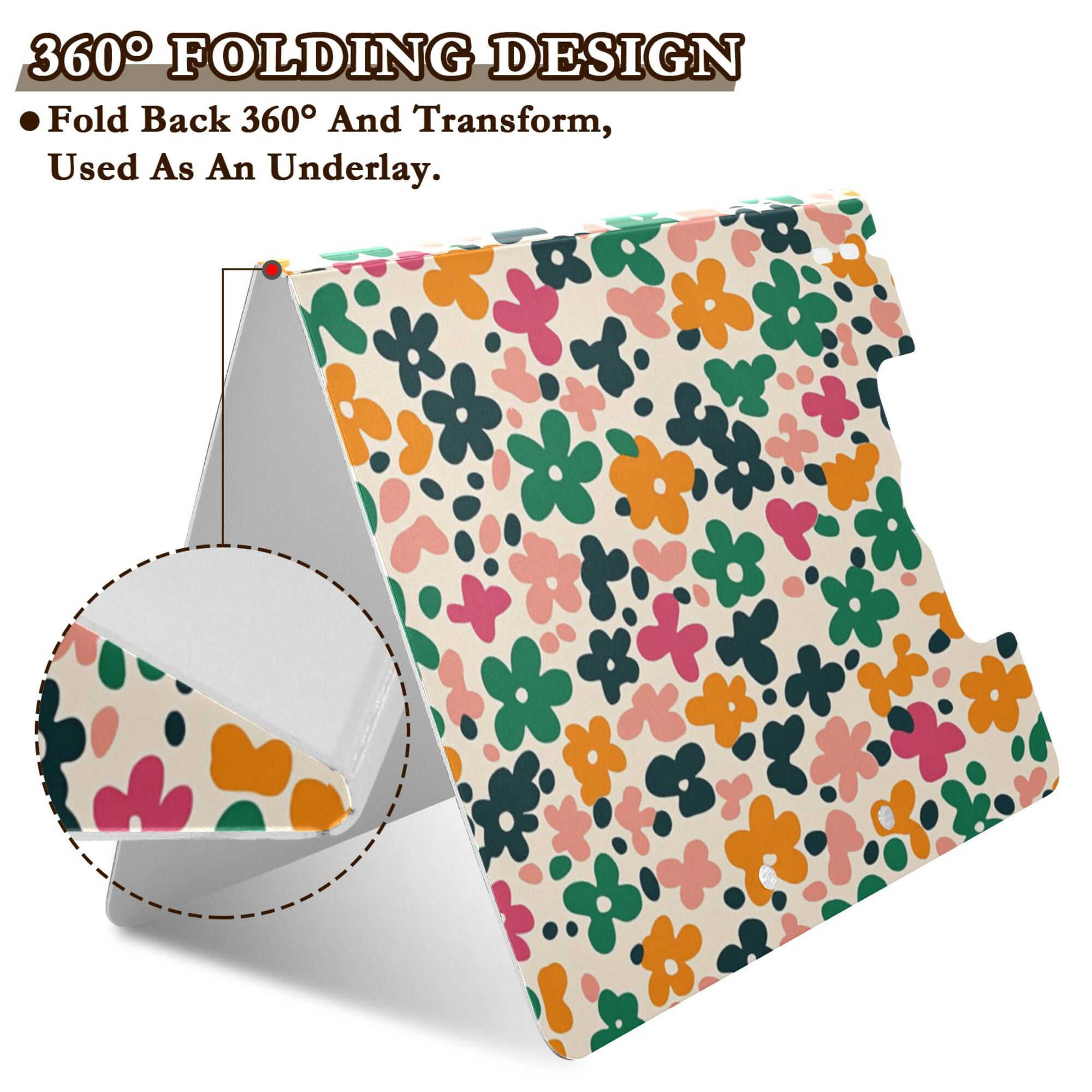 FORMRS A4 Clipboard Folder with Pen Holder Horizontal Foldable School Office Binder, Floral Blooms