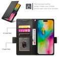 thumbnail image 4 of For IPhone 14 Pro Wallet Case Flip Card Holder,PU Leather Side Buckle Magnetic Frosted Women Men Cover,Black,For iPhone 14 Pro, 4 of 7