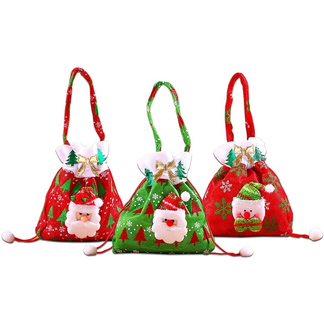 Bolsa de Navidad, bolsa de regalo de Navidad, Papá Noel y muñeco de nieve, bolsa de regalo/caramelo de Navidad, suministros de fiesta de Navidad, para regalos de Navidad 3 uds. JAMW Sencillez