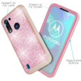 thumbnail image 4 of Bundle and for Moto G8 Power LITE Glitter Phone Case Dual Layer Full-Body Rugged Clear Back Case Drop Resistant Shockproof Case with Built In Screen Protector, 4 of 4
