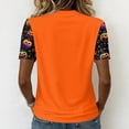 thumbnail image 4 of Qwertyu Womens Halloween Shirts Plus Size Funny Ghost Pumpkin Print Short Sleeve V-Neck Halloween T-Shirt Casual Loose Cute Thanksgiving Tunic Tops Orange XL, 4 of 4