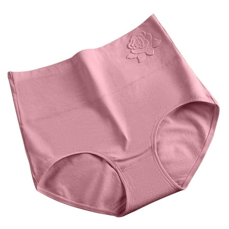 Ohufall Cotton Briefs Underwear for Women Plus Size Comfort Solid Color High Waist Tummy Control Briefs Stretchy Full Coverage Panty