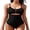 Black, variant on Charmo Women Scoop Neck One Piece Swimsuit Cutout Monokini Bathing Suits Tummy Control Button Swimwear
