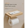 thumbnail image 1 of Caja de pañuelos para baño sin perforaciones, soporte para papel higiénico creativo de estilo japonés, soporte para rollo de papel higiénico de madera maciza blanco, montado en la pared, 1 of 4