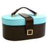 Brown Croco Textured and Blue Bonded Leather with Mirror and Top Handle Jewelry Case with Removable Travel Case GP4564
