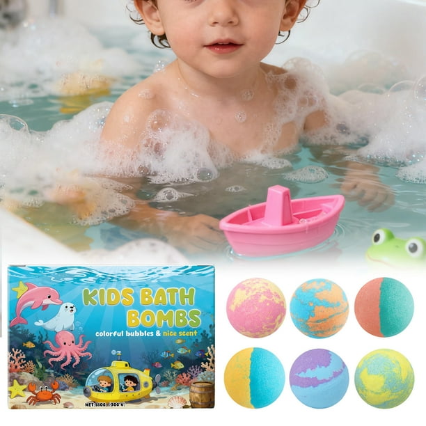 Bola de baño para niños, bola de baño limpiadora corporal, juego de baño explosivo, 6 piezas