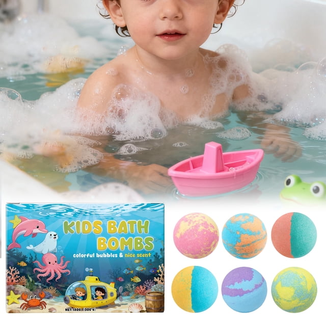 Set de baño infantil con bolas explosivas para la limpieza corporal (6 piezas).