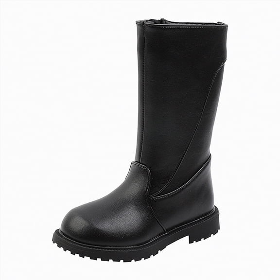 Ramiter Girls Western Boots Girls Combat Boots Side Zipper Ankle Booties Toddler/Little Kid/Big Kid(Black,1.5)