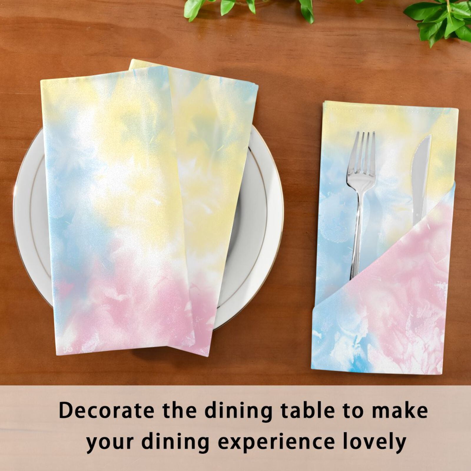 JSTEL Gradient Tie Dye Cloth Napkins Set of 6, 20x20 Inch Washable and Reusable Napkin for Decoupage Dinner Party Everyday Use