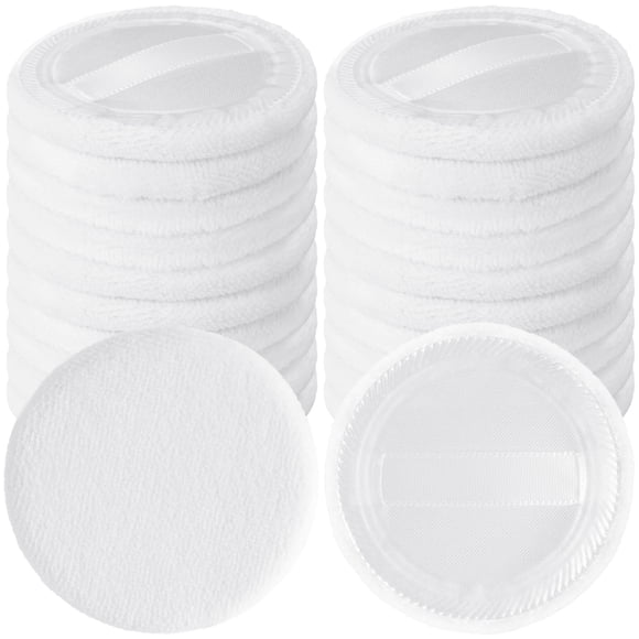 HINZIC Paquete de 25 almohadillas redondas de 2.362 in para aplicadores de maquillaje de base, esponja de polvo facial de algodón suave y agradable para la piel, almohadillas de terciopelo para cosmét