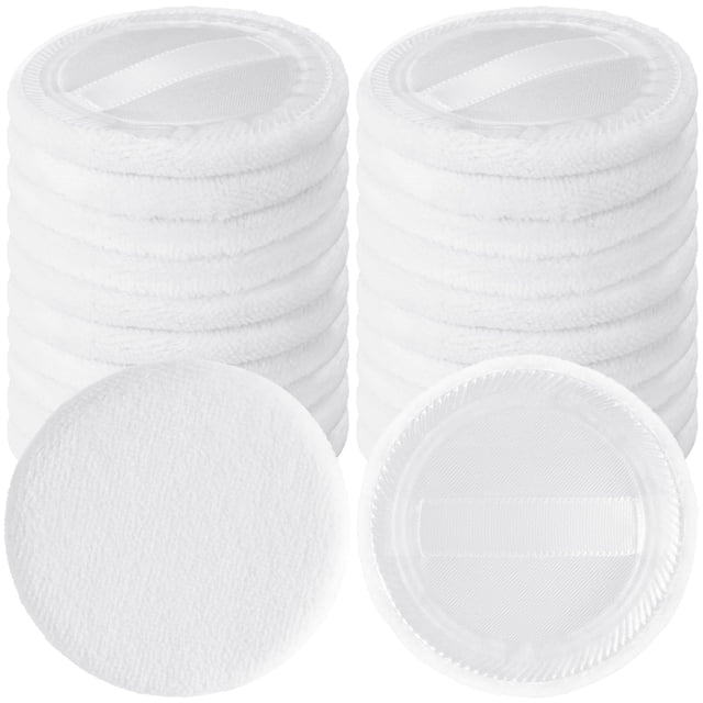 HINZIC Paquete de 25 almohadillas redondas de 2.362 in para aplicadores de maquillaje de base, esponja de polvo facial de algodón suave y agradable para la piel, almohadillas de terciopelo para cosmét