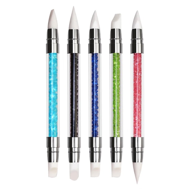 Seitruly Bolígrafo de silicona para tallado de uñas, 5 uds., punta doble, bolígrafo para pintura artística, exquisito pincel para decoración de Juegos de manicura Seitruly CE002199-00