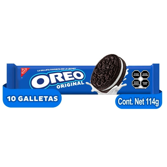 Galletas Oreo Original Chocolate Relleno Sabor Vainilla Empaque 114 grs con 10 galletas