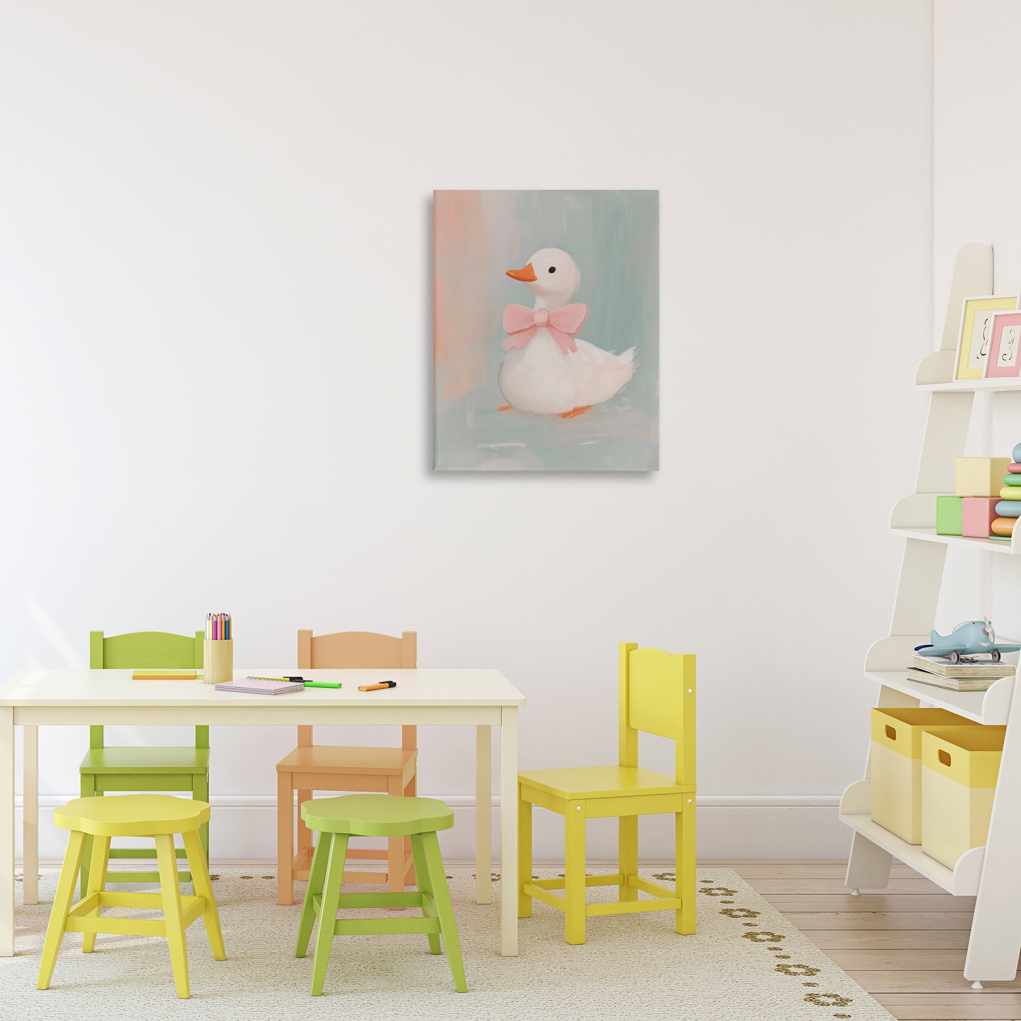 Stupell Industries Duckling Portrait with Bow Canvas Wall Art, design by The Prints Vibe