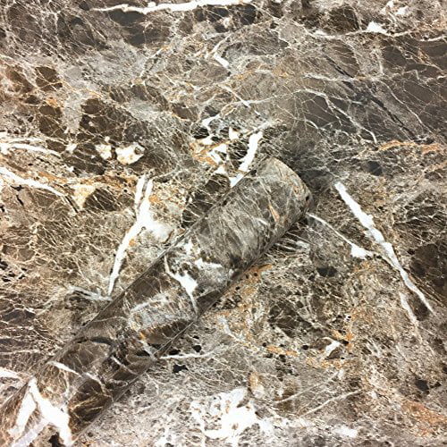 Moyishi Brown Soil Granite Look Marble Gloss Film Vinyl Self Adhesive Counter Top Peel and Stick Wall Decal 12x79