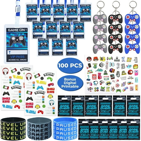 Empire Party Supply 100 Pcs Video Game Party Favors for Gamer Kids Birthday - Blue