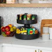 Mind Reader 2-Tier Snack Carousel, Countertop Organizer, Snack Tray, Plastic, Black