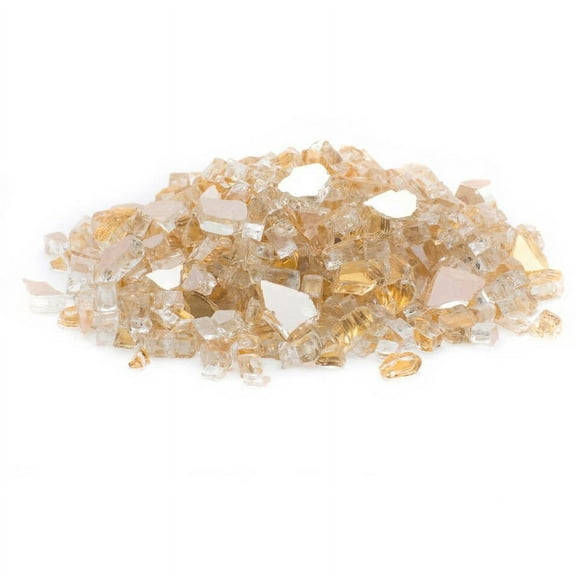 Dragon Glass 10 lb Gold Reflective Tempered Fire Glass, 1/2"
