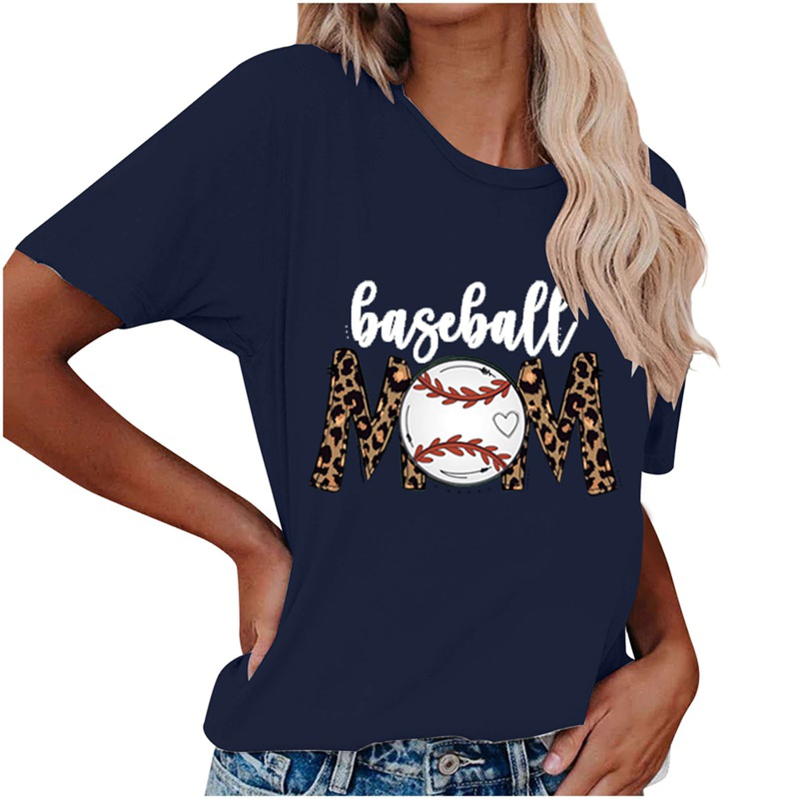selecteer Mangel delen Lastesso Funny Mothers Day Shirts Womens Crewneck Tops Funny Baseball Mom  Printed T-Shirt Athletic Women Blouses - Walmart.com