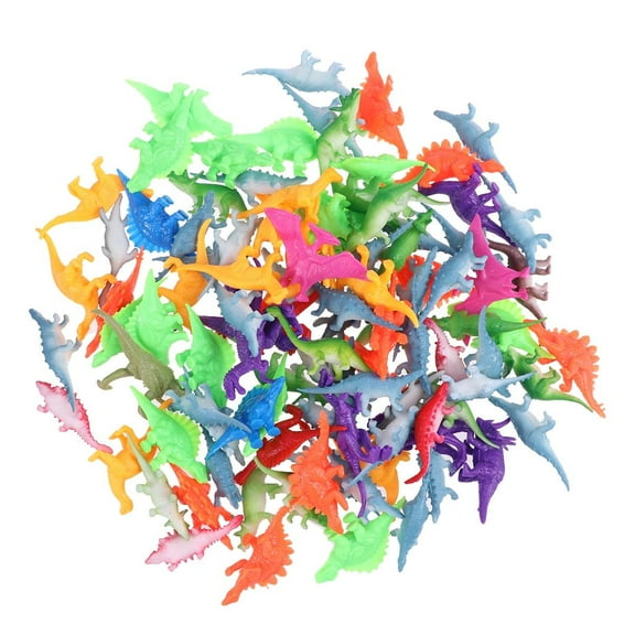 SASABAXI 100Pcs Mini Plastic Dinosaur Model Assorted Color Simulation Educational Toy for Children Over 3 Years Old
