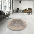thumbnail image 3 of Ahgly Company Indoor Round Mid-Century Modern Rose Purple Oriental Area Rugs, 5' Round, 3 of 6