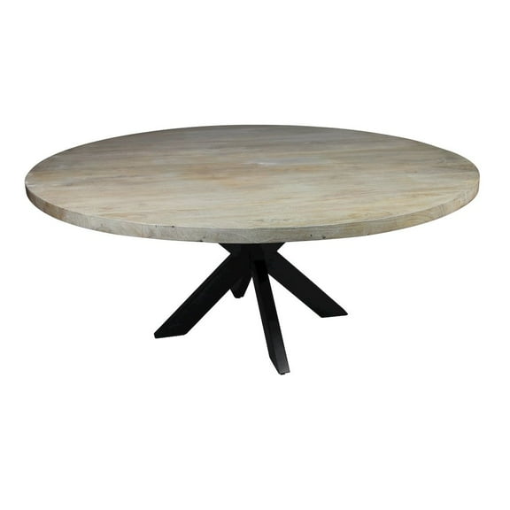 Redondo Felix Solid Wood 60" Round Dining Table with Cast Iron Legs in Natural