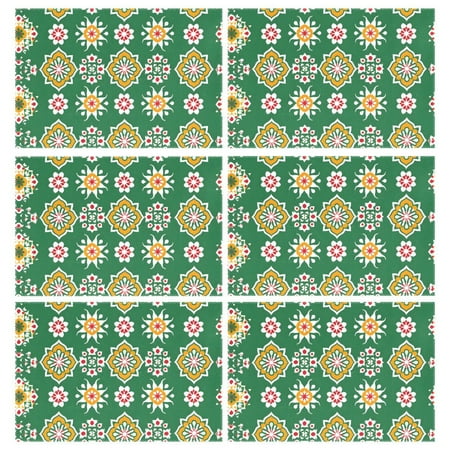 

Green Abstract Flower Patterns Table Mat Rectangle Placemat 6 Pcs for Kitchen Dining Table 12 x 18