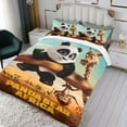 thumbnail image 3 of Oso Panda en África Conjunto de sábanas temático, trío de piezas, cómodo y amigable con la piel, diseño único, regalo de decoración para el hogar para familiares, amigos y fans,140cm *210cm, 3 of 6
