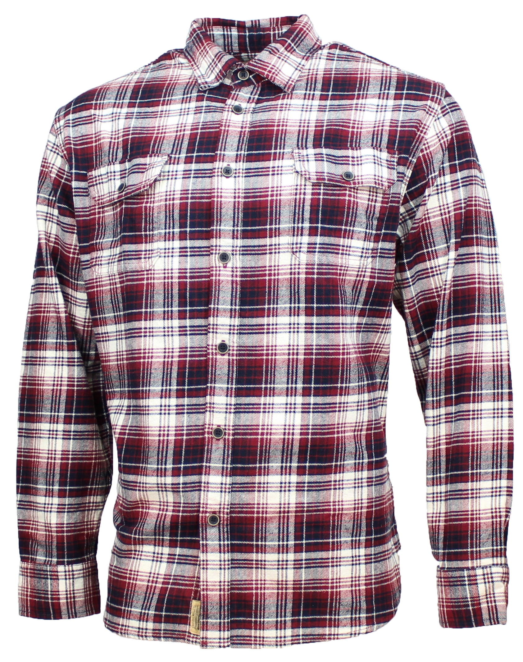 JACHS Men's Plaid Brawny Flannel Button 