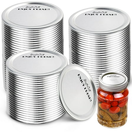 LotFancy 114 Count Wide Mouth Canning Lids, 86mm Metal Mason Jar Lids for Ball, Kerr Jars