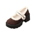 thumbnail image 2 of AUNVITO Women's Mary Jane Loafers Faux Suede Cozy Fleece-Lined Chunky Heel Slip-On Retro Casual Shoes for Winter, 2 of 9