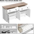 thumbnail image 3 of Catrimown 55" Coffee Bar Cabinet, Kitchen Storage Cabinet with 2 Drawers and 4 Doors, Sideboard Buffet Cabinet with Adjustable Shelf for Kitchen, Dining Room, White, 3 of 8