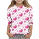 thumbnail image 2 of Blusas y camisas de cuello redondo y manga larga para niños, blusas/camisas de poliéster con estampado de corazones, mangas 3/4 y cuello redondo, elegantes e informales., 2 of 5