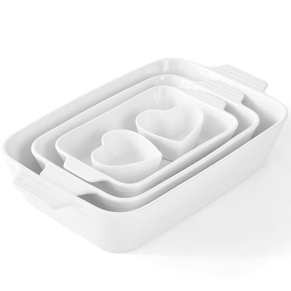 Baking Dish for Oven Casserole Dishes Bakeware Set With Ramekin Ceramic Lasagna Pan 9×12.8 Inch Large Deep Baking Dishes Recta