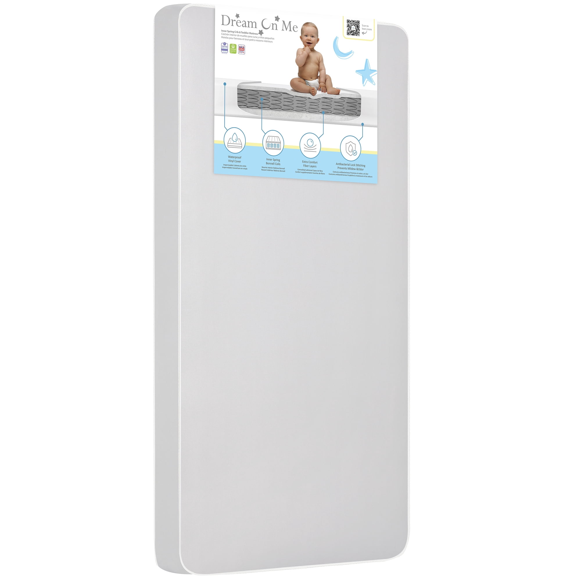 Dream On Me Nirvana 6” 96 Coil Inner Spring Crib And Toddler Mattress I Waterproof I Green Guard Gold Certified I 10 Years Manufacture Warranty I Vinyl Cover