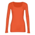 thumbnail image 6 of Knitted Tops for Women Long Sleeve Shirts with Slim Fitted Crop Tops Casual Crewneck Basic Tees Fall Fashion Y2K Clothes Saffron S, 6 of 8