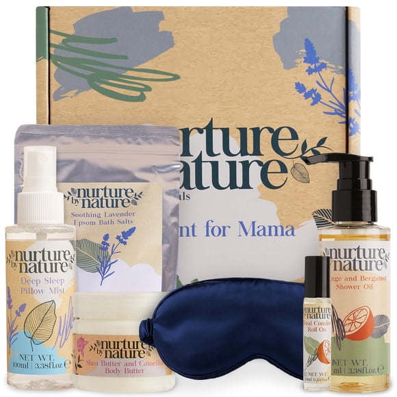 Nurture by Nature Regalos de spa relajantes para mujeres - Paquete de cuidado de regalos para nuevas mamás para mujeres con spray para almohada para dormir profundo y sales de baño Esenciales para nue