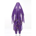 thumbnail image 3 of inhzoy Girls Indian Belly Dance Outfit Crop Top Ruffled Pants Hip Scarf Headscarf Festival Dancewear Dark Purple 9-12, 3 of 8