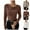 Brown, variant on Sexlip Women's Long Sleeve Cowl Neck Ribbed Knit Fall Shirts Slim Fit Ruched Going Out Crop Tops Basic T-Shirts Brown XXL