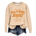 thumbnail image 4 of Telankuip Are You Fall O Ween Jesus Tops for Women Halloween Pumpkin Graphic Sweatshirts Classic Crew Neck Long Sleeve Loose Comfort Casual Pullovers for Fall Holiday Party 2026 1-Khaki M, 4 of 4