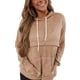 thumbnail image 1 of Blusa informal para mujer, sudaderas con capucha, cordón, manga larga, bolsillo, Top informal para mujer a la moda, color caqui XXL, 1 of 6