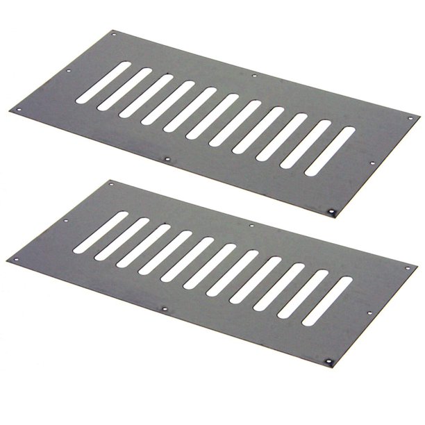 HPC Flat Stainless Steel Enclosure Vents, 8" x 4", Set of 2