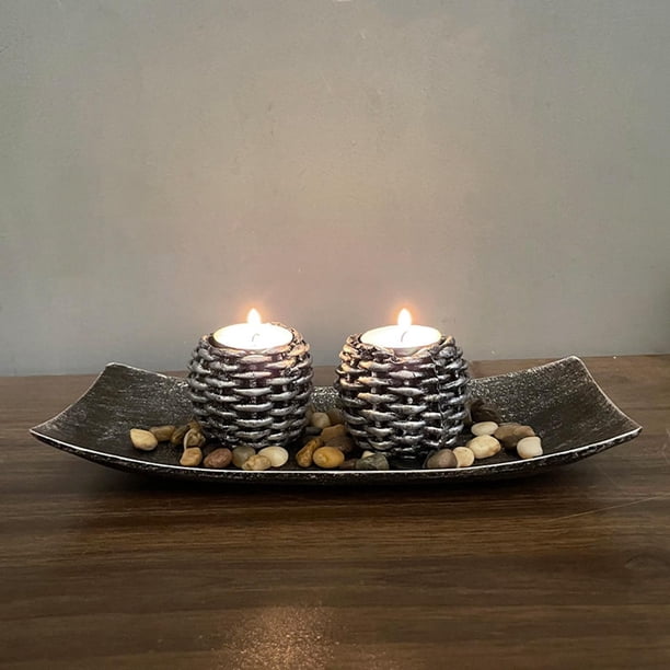 de ratán de ratán Portavelas candeliere Resina Artesanía Fácil uso Reutilizable Decoración Portavelas para escritorio Decoración 2 procesadores Macarena Porta vela