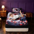 thumbnail image 3 of Manfei Fantasy Dragon Animals Fitted Sheet Queen,Gothic Flower Bedding,Blue Red,3 Pieces,1 Fitted Sheet and 2 Pillowcases, 3 of 6