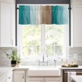 thumbnail image 2 of Aqua Brown Ombre Valances for Windows Farmhouse Kitchen Curtains Valances Rod Pocket Valance Curtains for Kitchen Windows Vintage Country Wooden Window Valances for Bathroom Bedroom 60"x18", 2 of 6