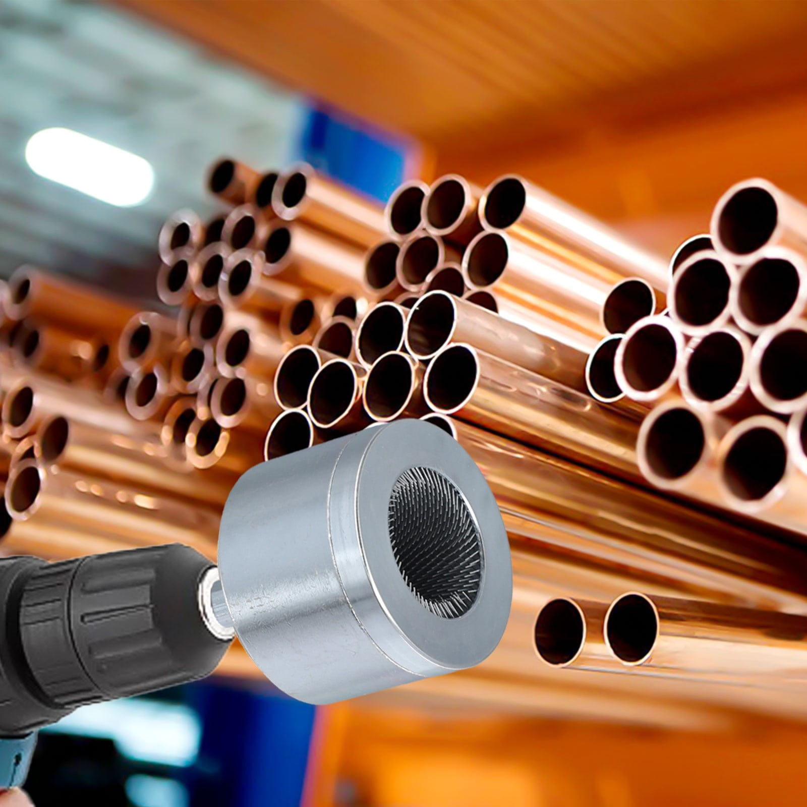 15+22mm Electric Drill Pipe Cleaner Copper Pipe Cleaning Brush Professional Plumbers Industrial Tube Battery Brush Accessor