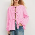 thumbnail image 2 of WEAIXIMIUNG T-Shirts Drôles Chemises pour Femmes Humour Style Europe et États-Unis Ample Doux à Nouer Col Rond Chemise Manches Longues Manches, 2 of 5